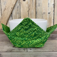 Green Merry Christmas Printed Bowl Cozy