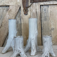 Glass Birch Wood Candle Holder