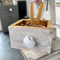 Handcrafted Small Wooden Bunny Box With Bow