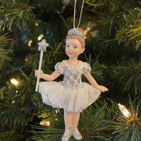 Kurt Adler  4.5"White Silver Ballet Princess Ornament