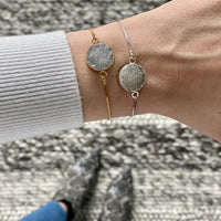 Slider Bracelet - Clear Druzy
