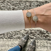 Slider Bracelet - Clear Druzy
