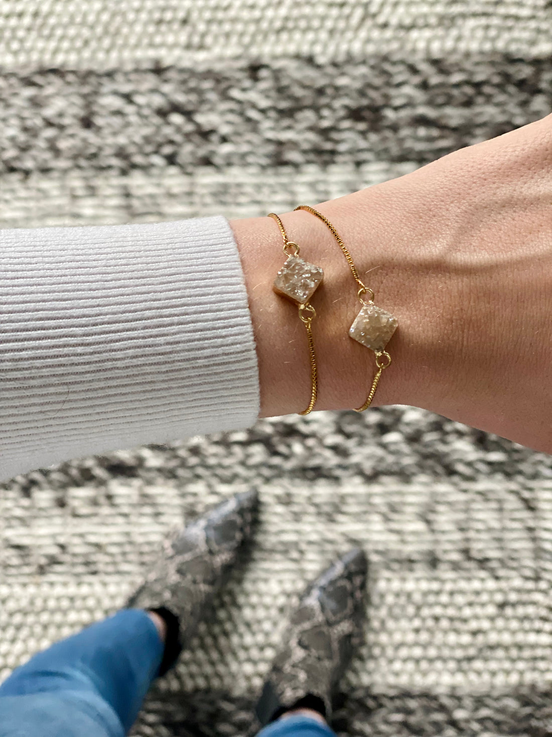 Slider Bracelet - Taupe Druzy