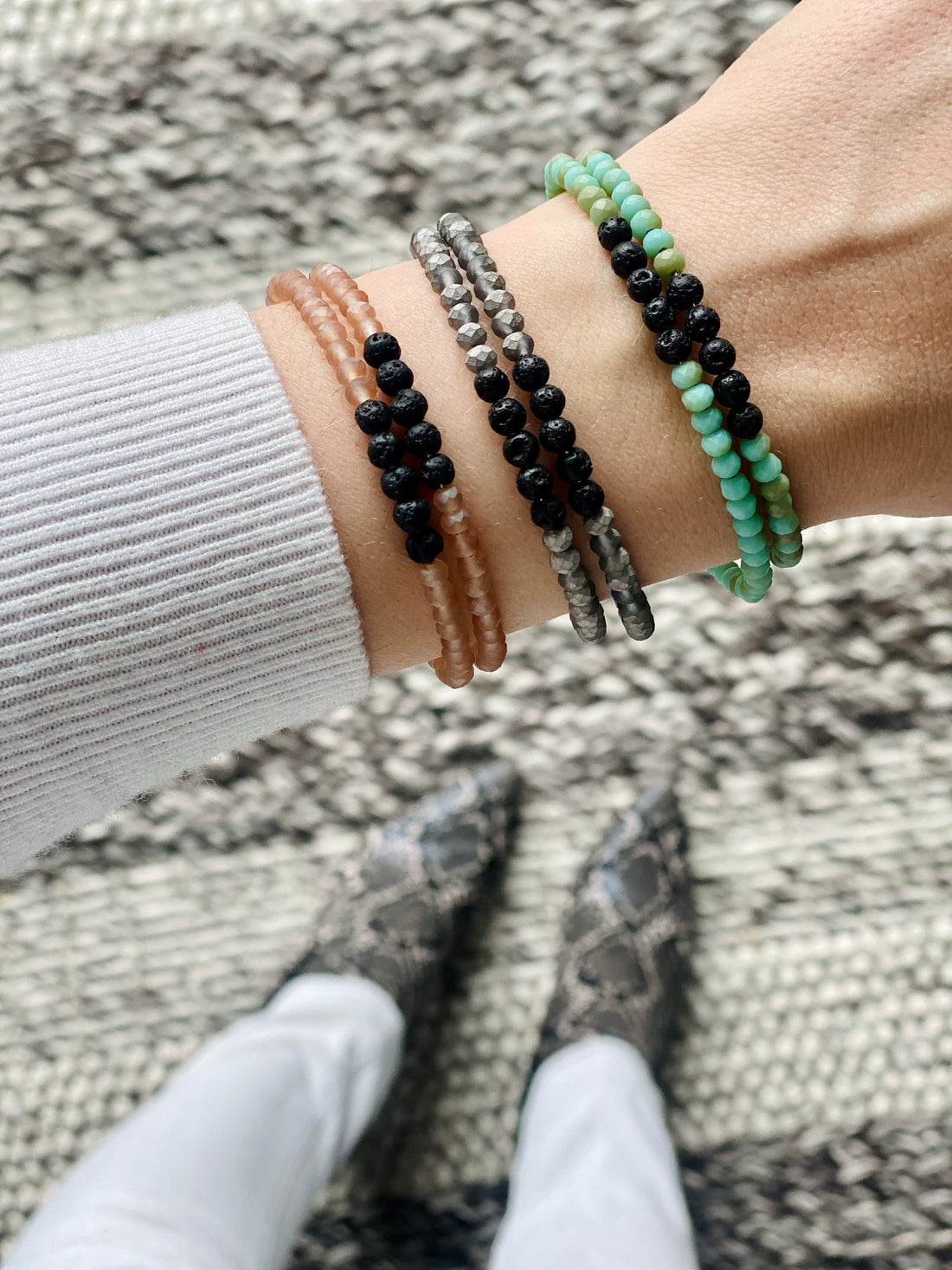 Lava Diffuser Stackable Bracelet - Frosted