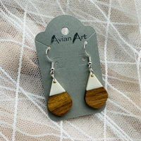 Teardrop Resin/Wood Drop Earrings
