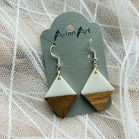 Diamond Resin/Wood Drop Earrings