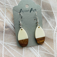 Oval Resin/Wood Drop Earrings