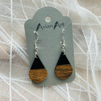 Teardrop Resin/Wood Drop Earrings