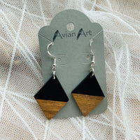 Diamond Resin/Wood Drop Earrings