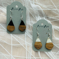 Teardrop Resin/Wood Drop Earrings