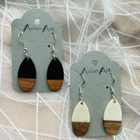 Oval Resin/Wood Drop Earrings
