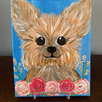Cheerful Rosey Yorkie Painting