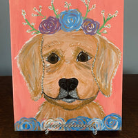 Whimsical Golden Puppy Painting