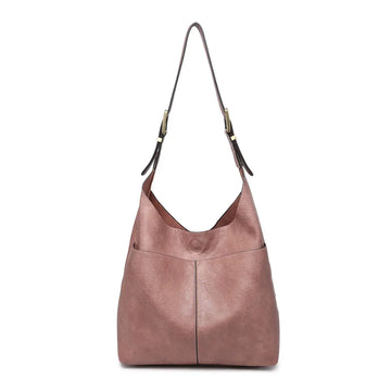 Ida Slouchy Hobo Bag with Adjustable Strap - Dark Rose