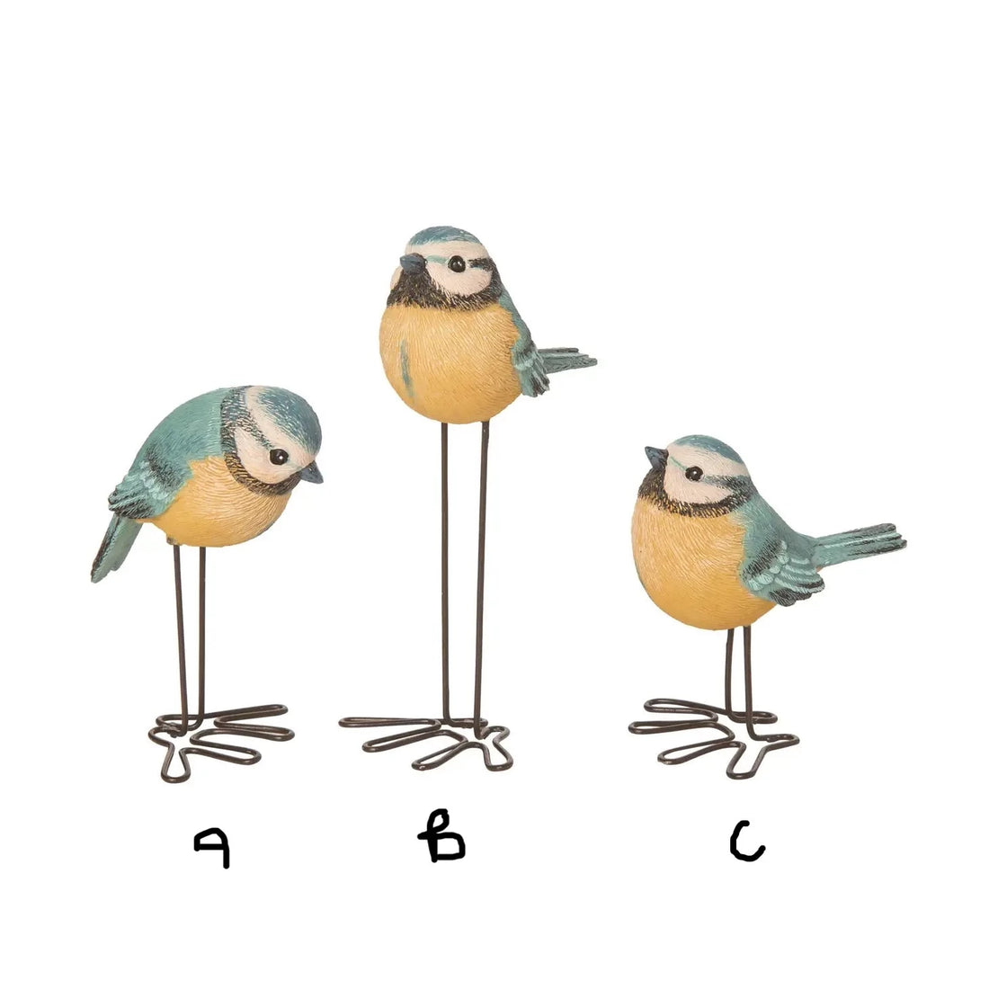 Resin Multicolor Tall Titmouse Birds - 6.25"