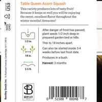 Squash, Acorn Table Queen Seed Packet (Cucurbita pepo)