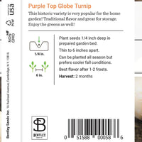 Turnip, Purple Top Seed Packet (Brassica rapa subsp. rapa)