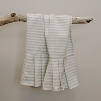 Striped Tea Towel with Ruffle - Cream with Grey Stripes