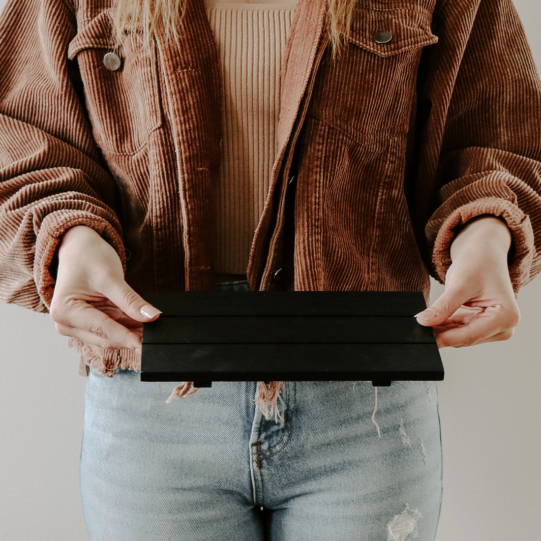 Rectangular Wood Tray - Black - 9x4.75"