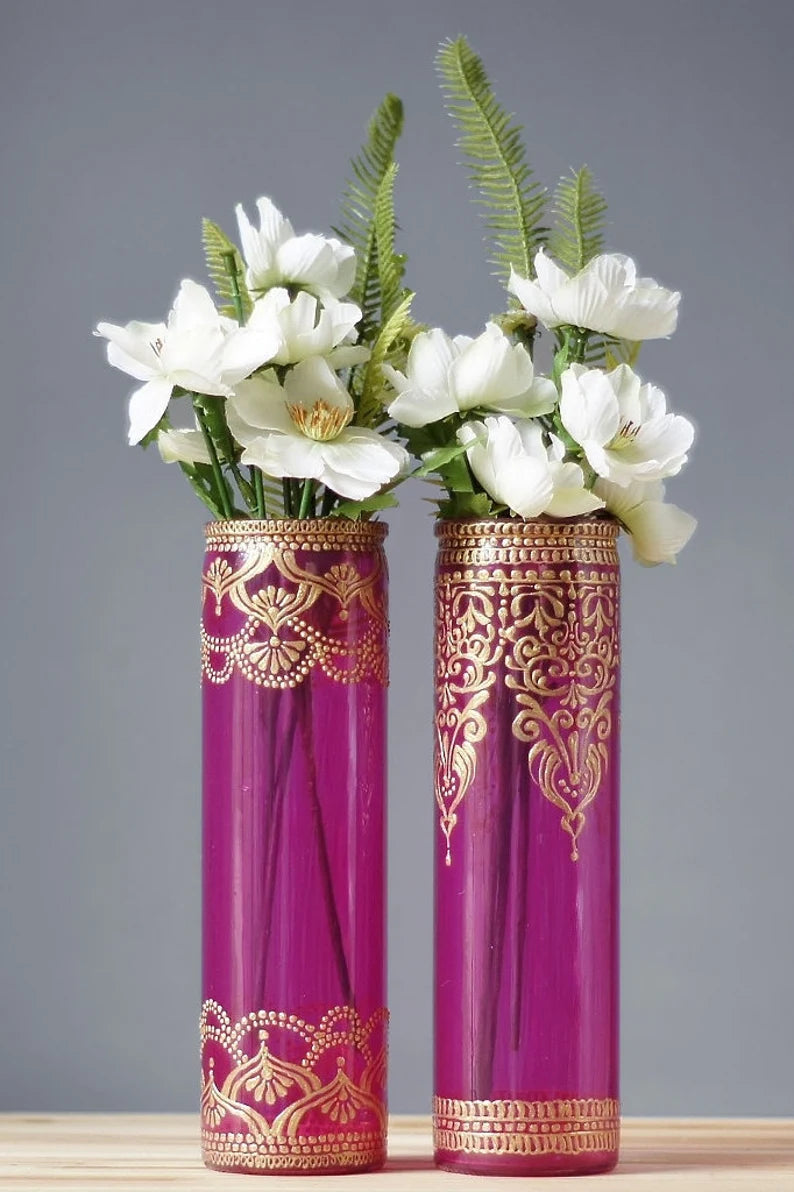 Bohemian Henna Style Vase (multiple color options)