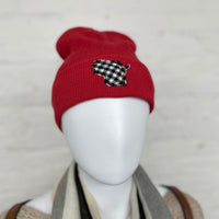 Red Knit Wisconsin Patch Hat