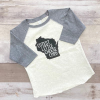 Cutest Little Cheese Curd Raglan Top - Light Gray