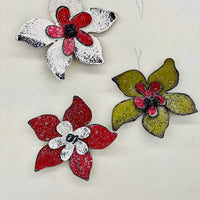Galvanized Metal Glitter Poinsettia Magnet