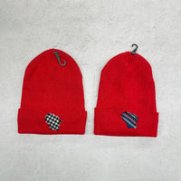 Red Knit Wisconsin Patch Hat