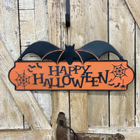 Happy Halloween Metal Bat Sign