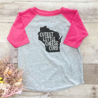 Cutest Little Cheese Curd Raglan Top - Pink