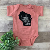 Cutest Little Cheese Curd Onesie - Dusty Pink