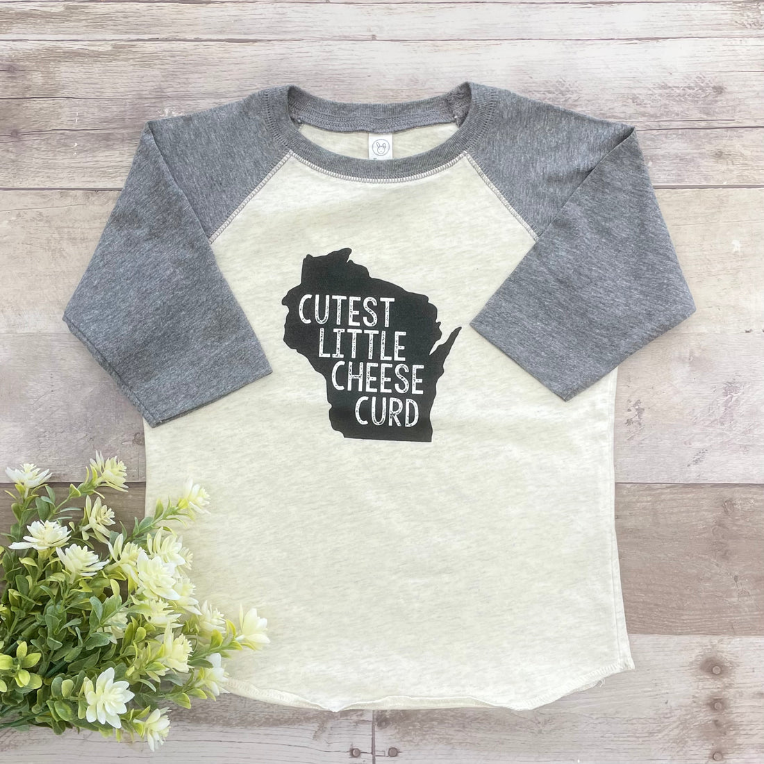 Cutest Little Cheese Curd Raglan Top - Light Gray