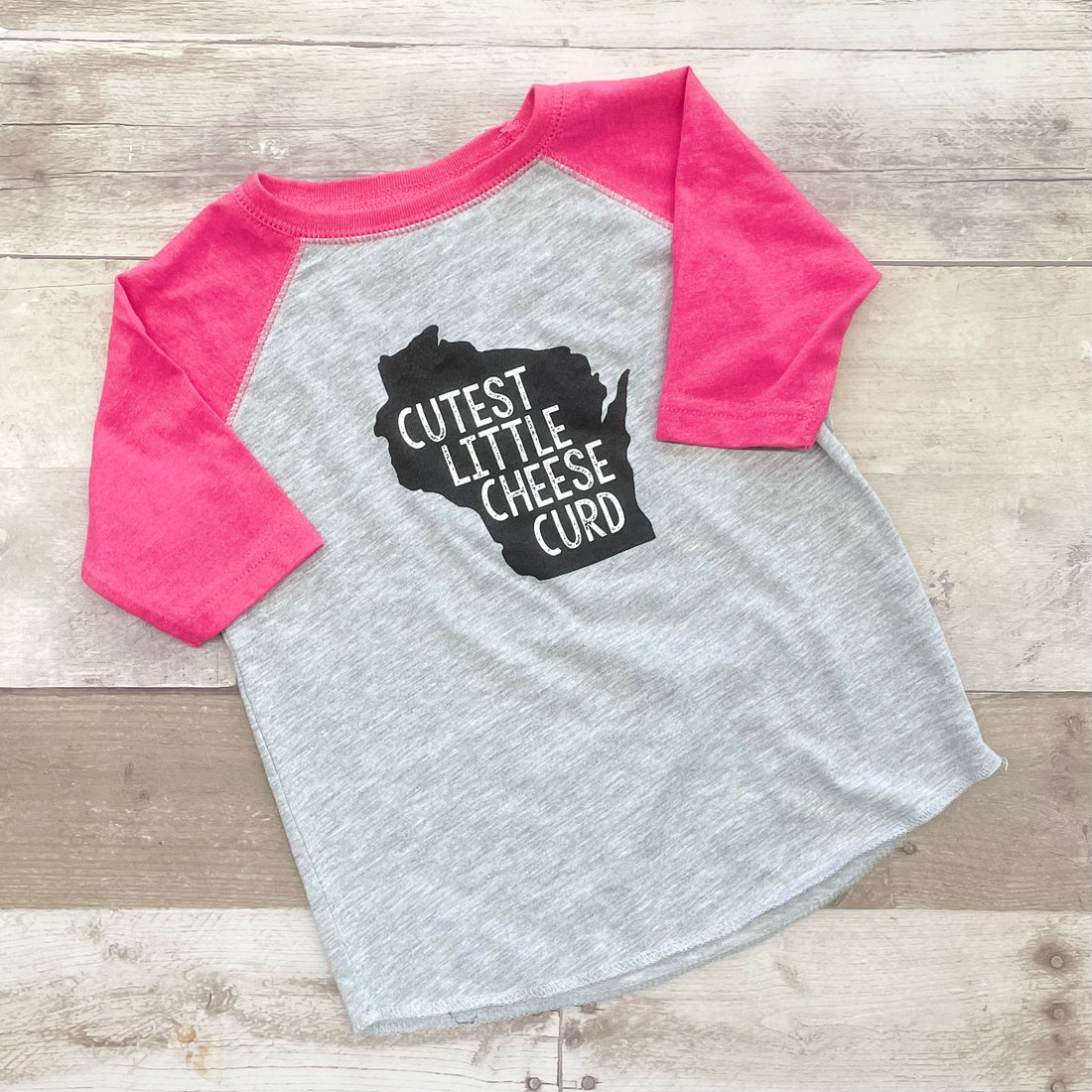 Cutest Little Cheese Curd Raglan Top - Pink