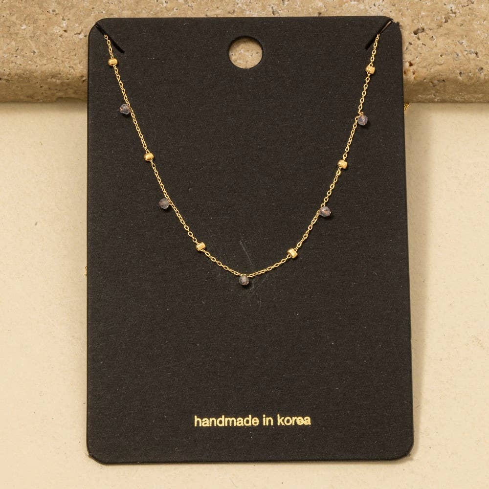 Dainty Mix Bead Charm Necklace: Peach