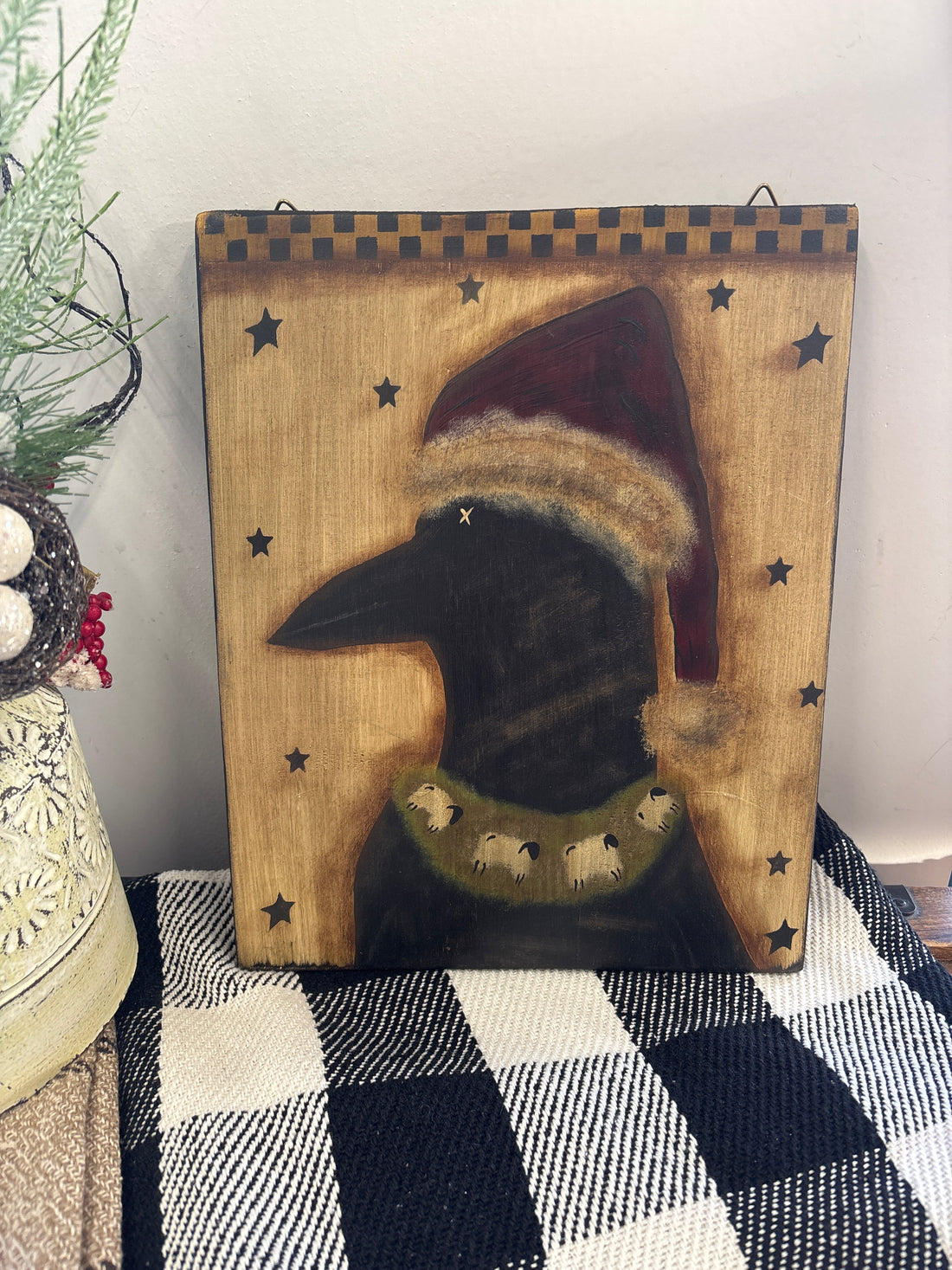 Hand Painted Holiday Crow Picture