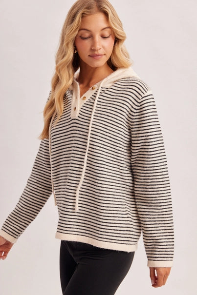Twilight Stripe Henley Sweater