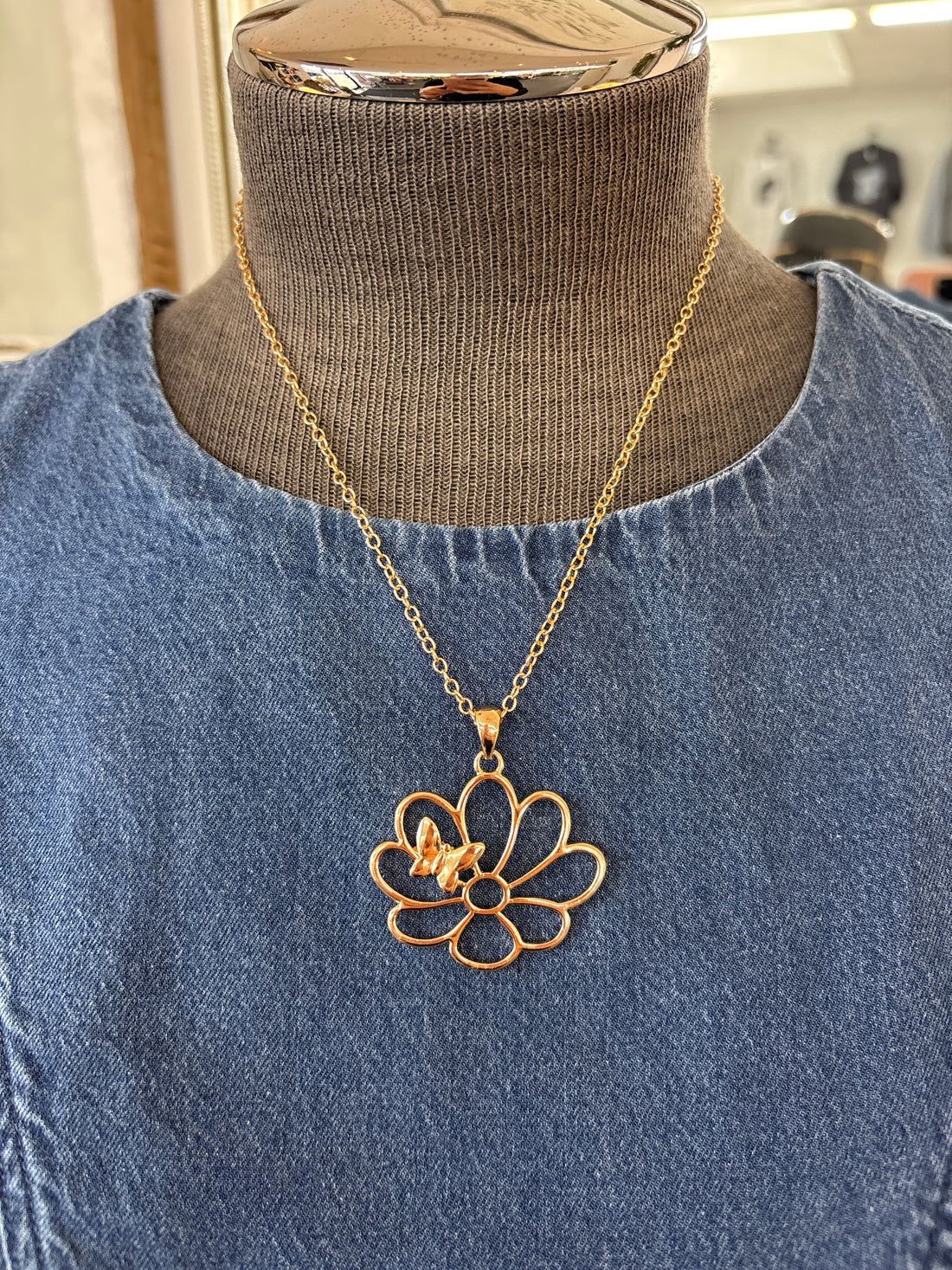 Flower + Butterfly Necklace & Earring Set