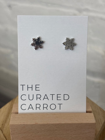 Silver Snowflake Stud Earrings