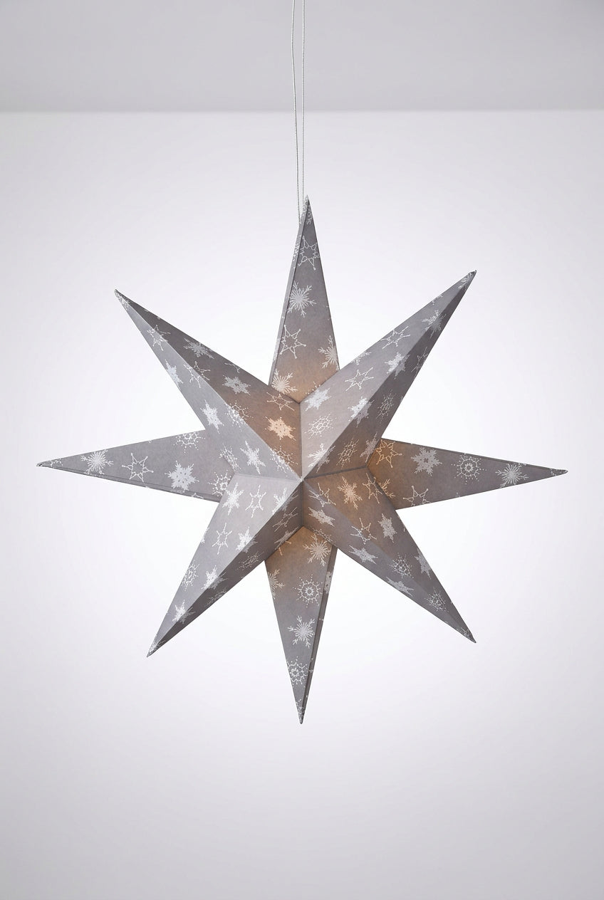 Hanging Stars - Gray + Snowflakes