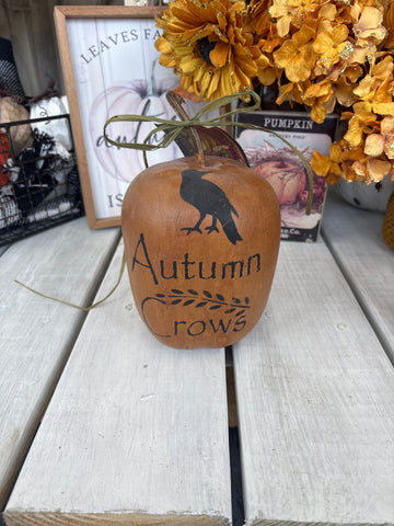 Autumn Crows Hand Painted Pumpkin Gourd
