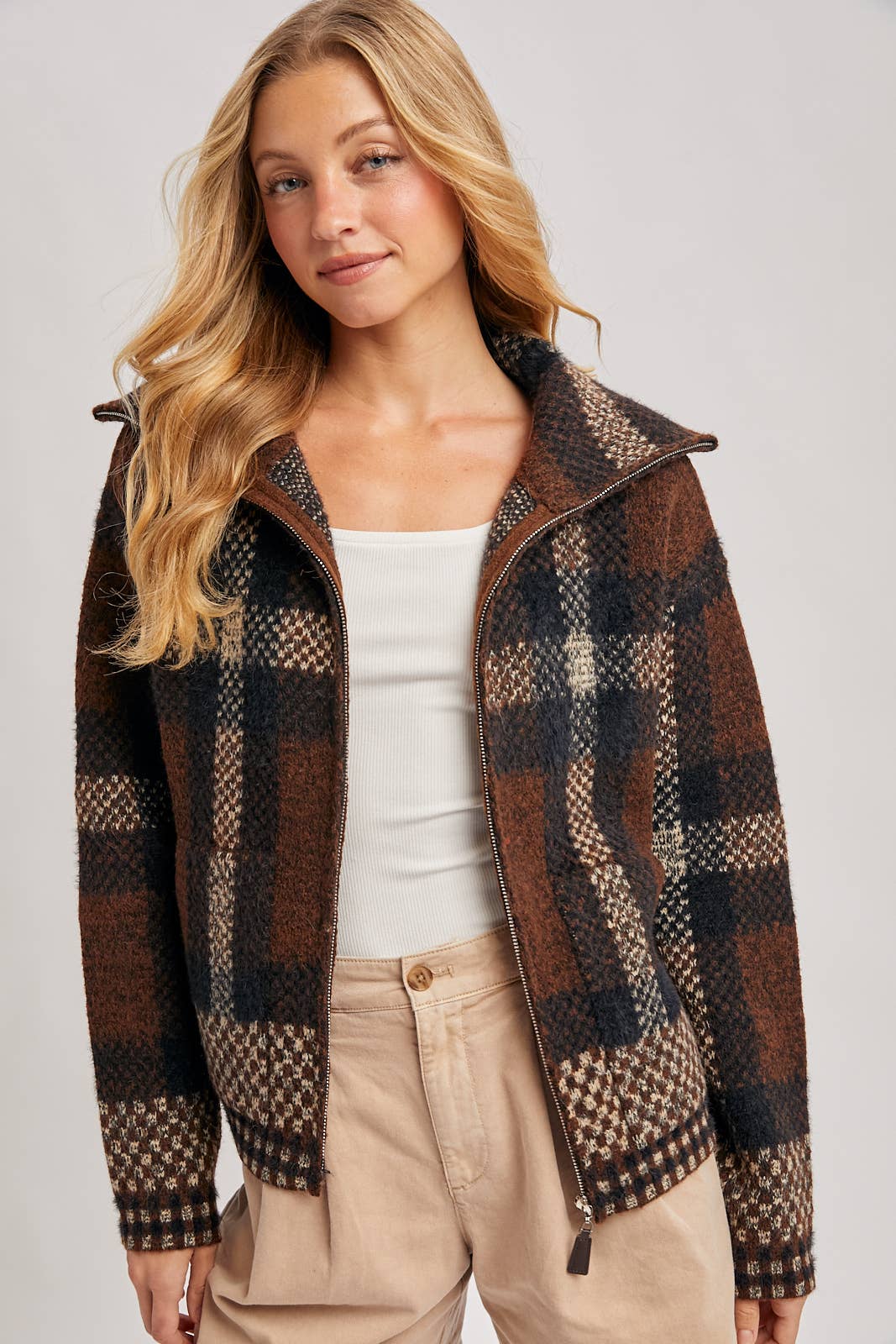 Plaid Knit Jacket