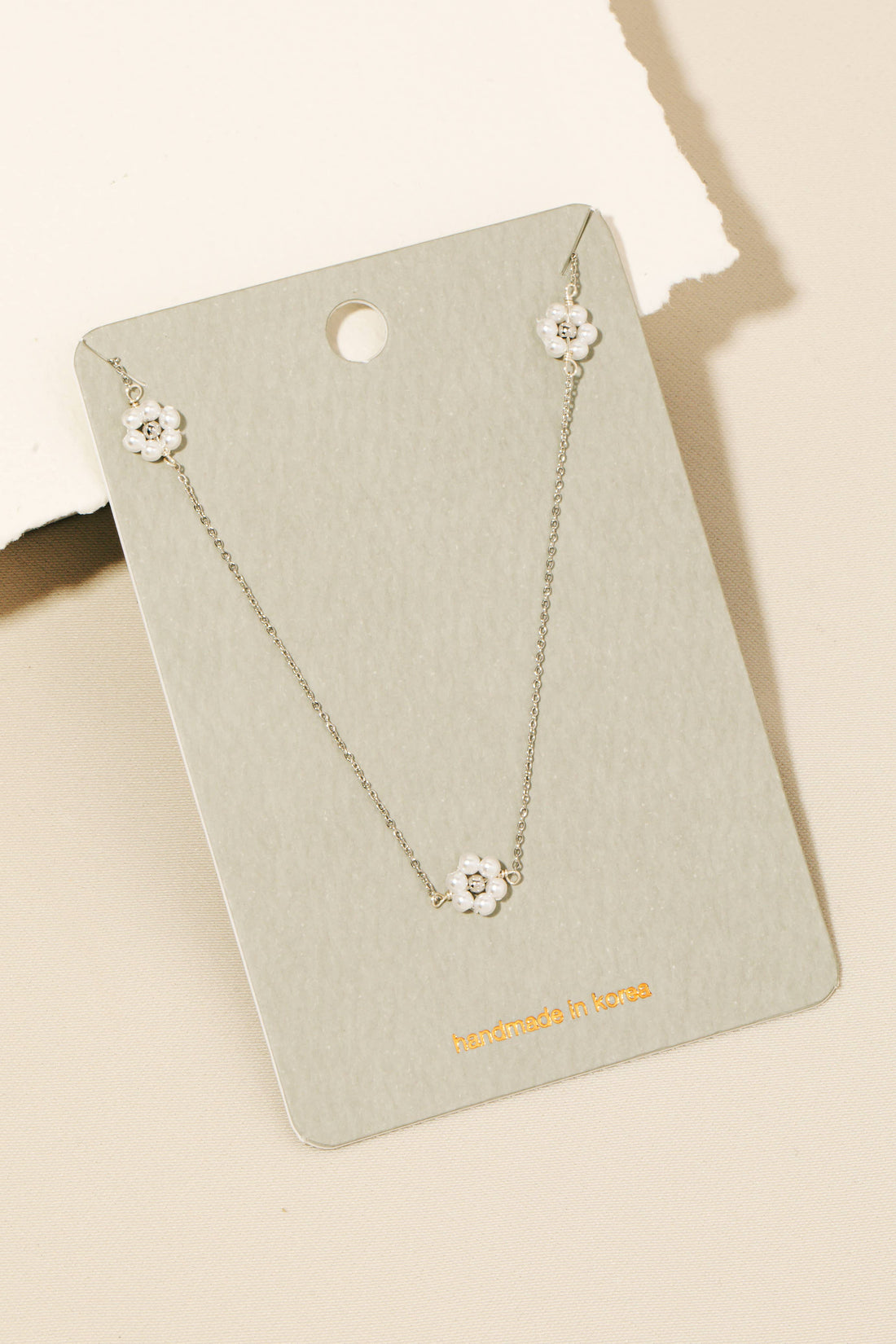 Dainty Beaded Flower Charm Necklace