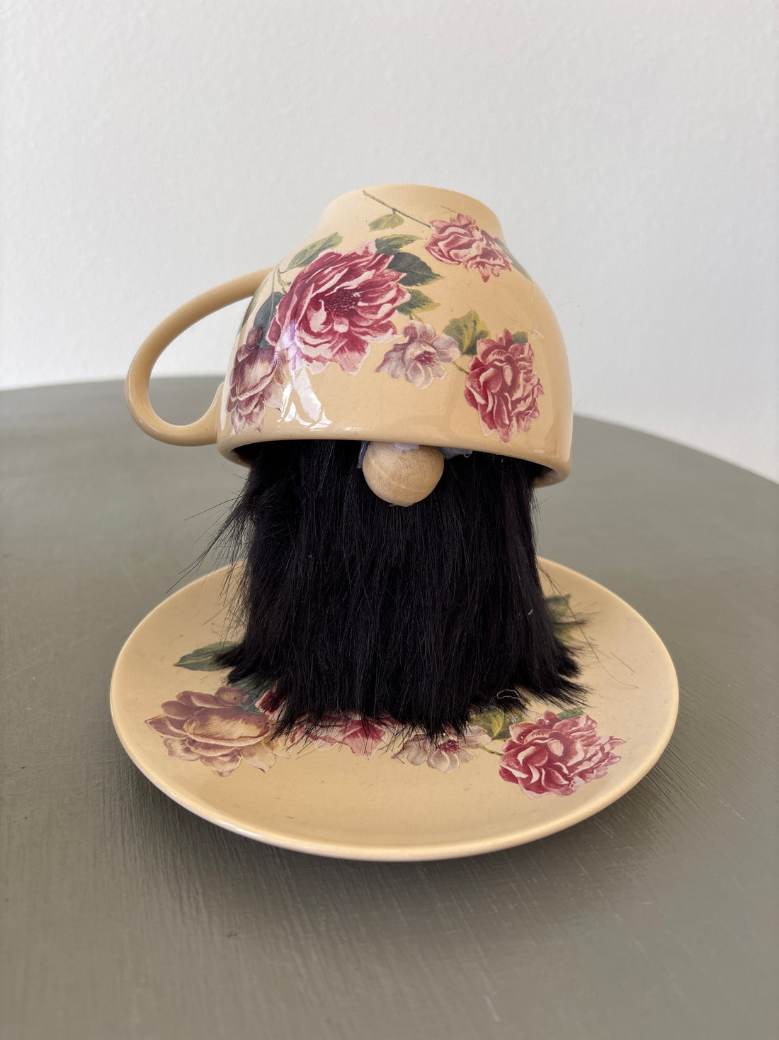 Pink Flowers Teacup Gnome
