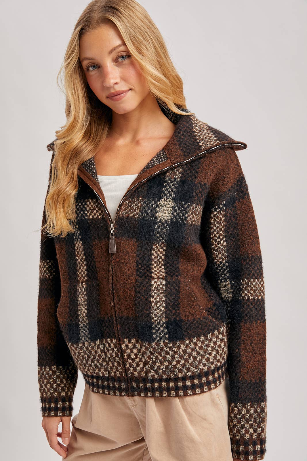 Plaid Knit Jacket