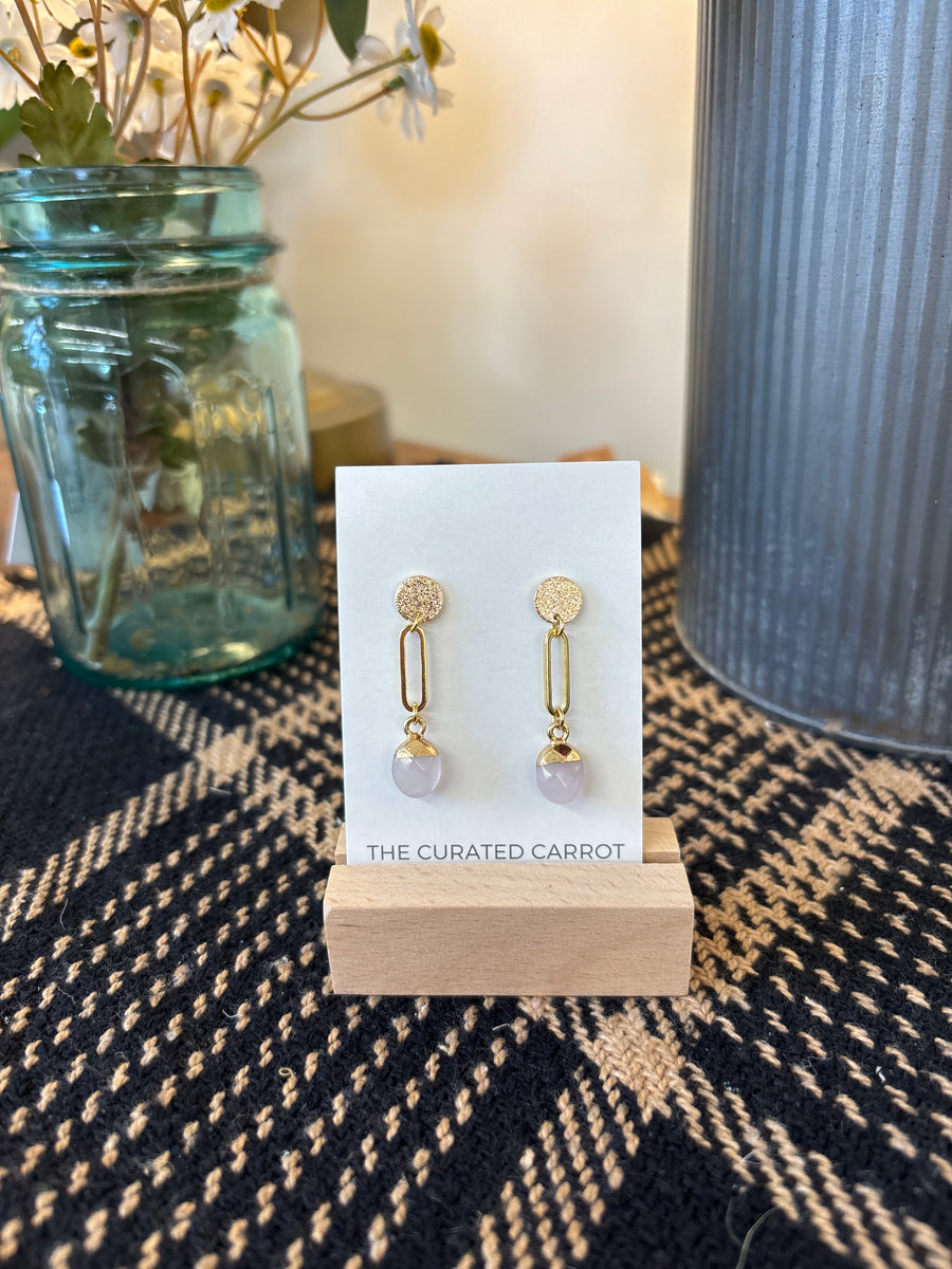 Rose Quartz Statement Post Earrings