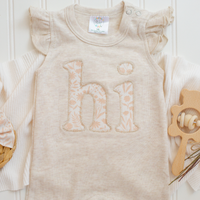 Baby Girl Outfit | Oatmeal Flutter Romper - HI