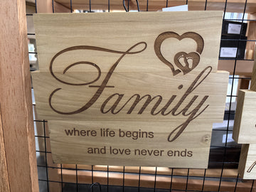 Family Life Wooden Laser Sign