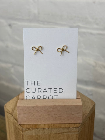 Gold Bow Stud Earrings