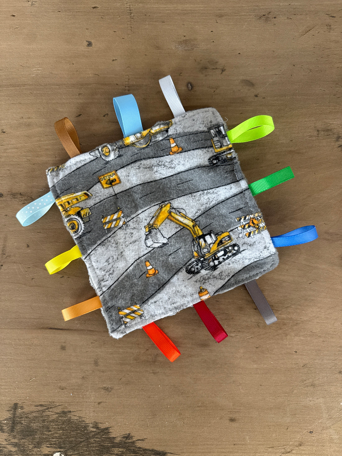 Gray Construction Baby Taggy