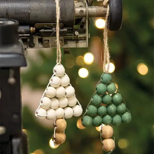 White Beaded Tree Ornament